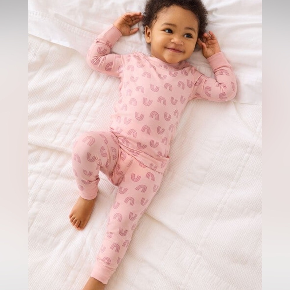 NWT Hanna Andersson Pink Rainbow Long John Pajama Set